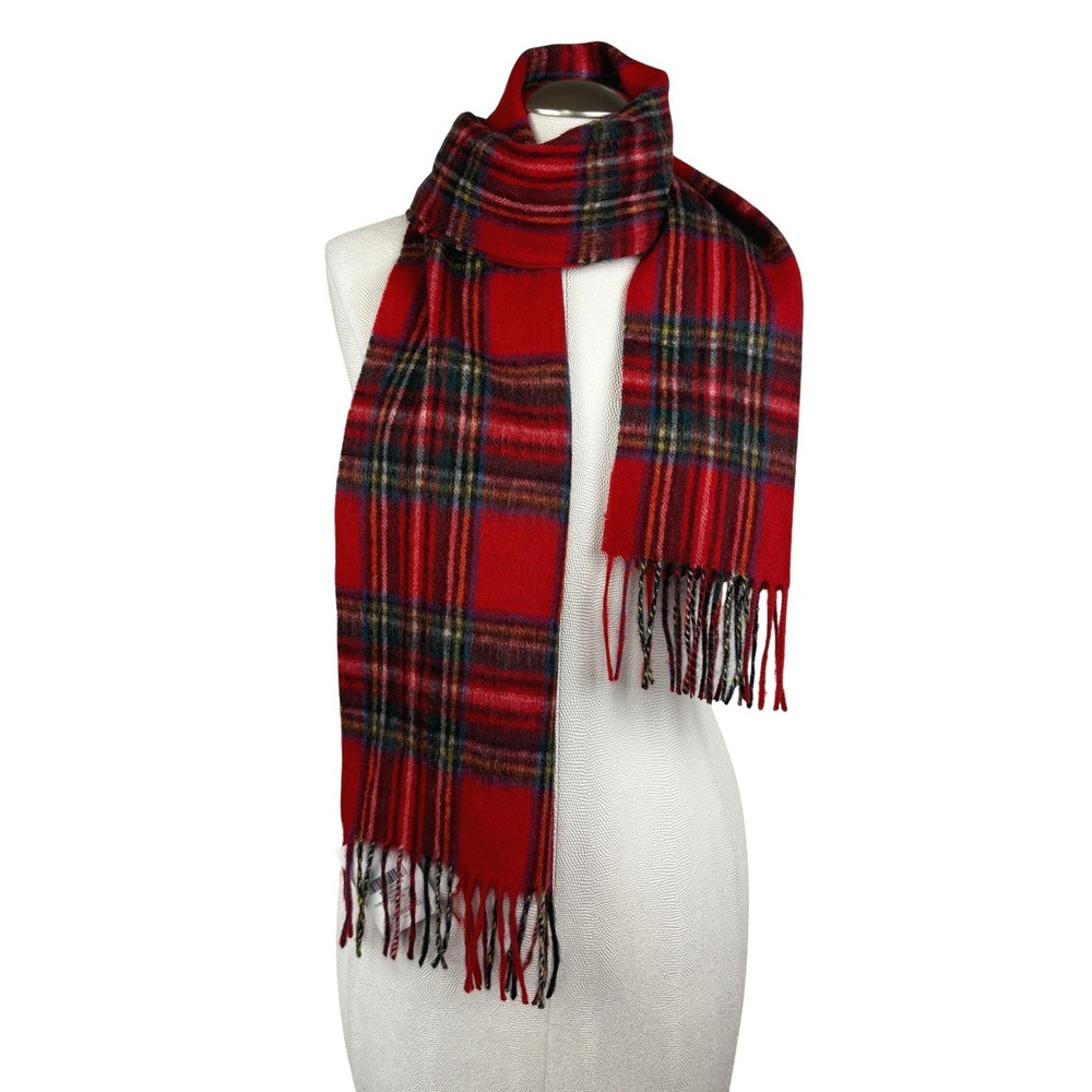 Edinburgh 100% Lambswool Tartan Scarf Royal Stewart Red Plaid 64"x10" A03248